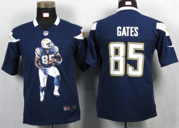 Kids Nike San Diego Charger 85 Gates Blue Portrait Fashion Game Jerseys Cheap