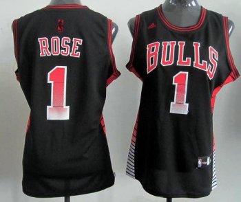 Cheap Women Chicago Bulls 1 Derrick Rose Black Vibe Fashion Revolution 30 Swingman Jersey