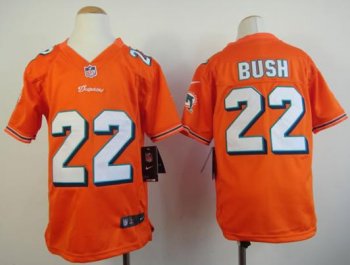 Kids Nike Miami Dolphins 22 Reggie Bush Orange Nike NFL Jerseys Cheap