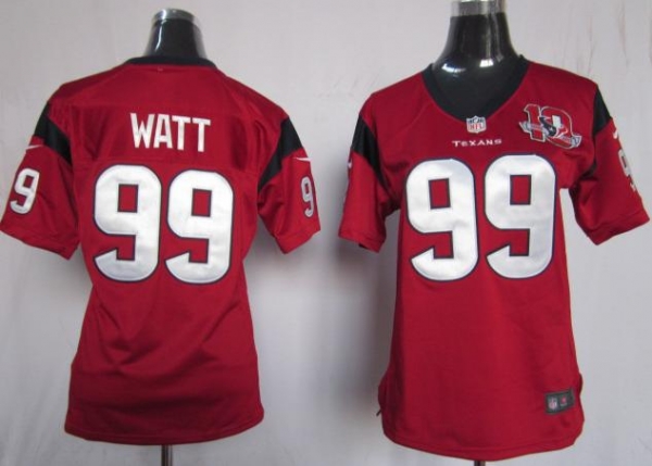 Cheap Women Nike Houston Texans 99 Watt Red NFL Jerseys W 10th Patch