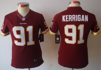 Cheap Women Nike Washington Redskins #91 Kerrigan Red Game LIMITED NFL Jerseys