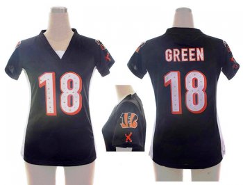 Cheap Women Nike Cincinnati Bengals 18# A.J.Green Black Womens Draft Him II Top Jerseys