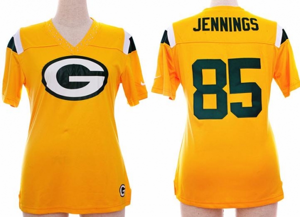 Cheap Women Nike Green Bay Packers #85 Greg Jennings Yellow FEM FAN Field Flirt Fashion Jersey