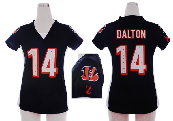 Cheap Women Nike Cincinnati Bengals 14# Andy Dalton Black Womens Draft Him II Top Jerseys