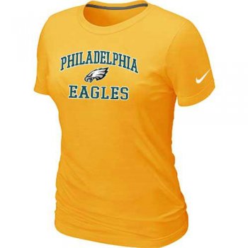 Cheap Women Philadelphia Eagles Heart & Soul Yellow T-Shirt