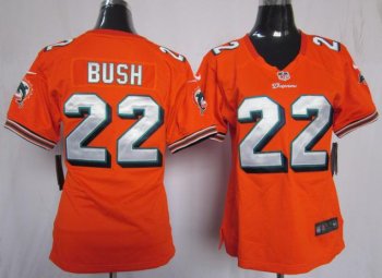 Cheap Women Nike Miami Dolphins 22 Bush Orange Nike NFL Jerseys