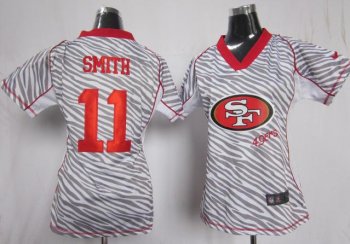 Cheap Women Nike San Francisco 49ers 11 Alex Smith FEM FAN Zebra Nike NFL Jerseys