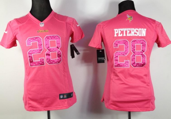 Cheap Women Nike Minnesota Vikings 28# Adrian Peterson Pink NFL Jersey