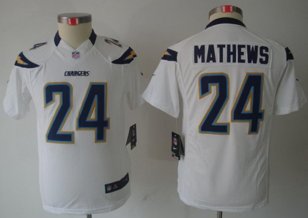 Kids Nike San Diego Chargers 24# Ryan Mathews White Game LIMITED NFL Jerseys Cheap