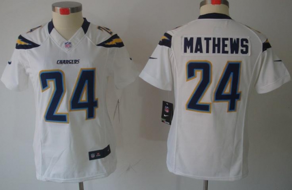 Cheap Women Nike San Diego Chargers 24# Ryan Mathews White Game LIMITED NFL Jerseys