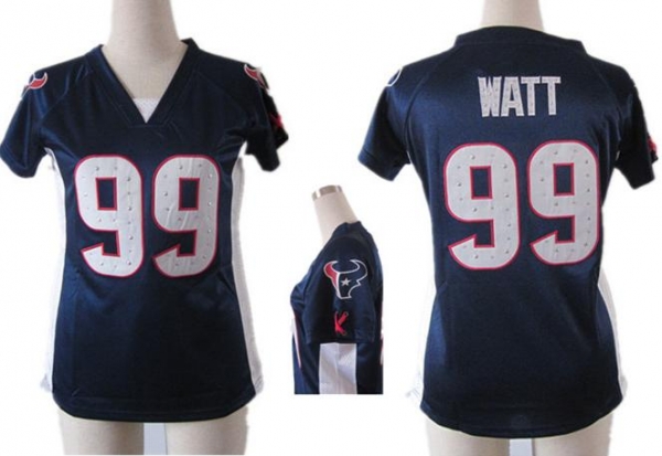 Cheap Women Nike Houston Texans 99# J.J. Watt Blue Womens Draft Him II Top Jerseys