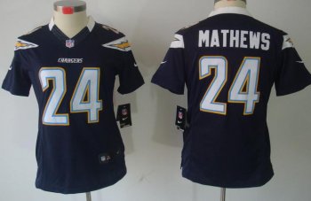 Cheap Women Nike San Diego Chargers 24# Ryan Mathews Dark Blue Game LIMITED NFL Jerseys