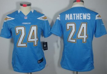 Cheap Women Nike San Diego Chargers 24# Ryan Mathews Light Blue Game LIMITED NFL Jerseys