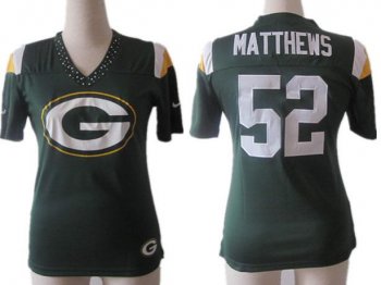 Cheap Women Nike Green Bay Packers #52 Clay Matthews Green FEM FAN Field Flirt Fashion Jersey