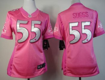 Cheap Women Nike Baltimore Ravens 55# Terrell Suggs Pink Love's NFL Jersey