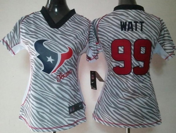 Cheap Women Nike Houston Texans 99 Watt FEM FAN Zebra Nike NFL Jerseys