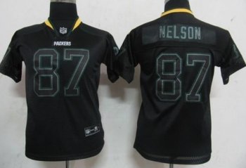 Kids Nike Green Bay Packers #87 Jordy Nelson Lights Out Black NFL Jerseys Cheap