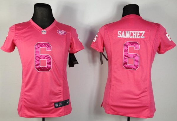 Cheap Women Nike New York Jets 6# Mark Sanchez Pink NFL Jerseys