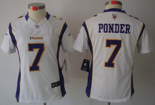 Cheap Women Nike Minnesota Vikings 7# Christian Ponder White Game LIMITED NFL Jerseys