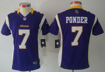 Cheap Women Nike Minnesota Vikings 7# Christian Ponder Purple Game LIMITED NFL Jerseys