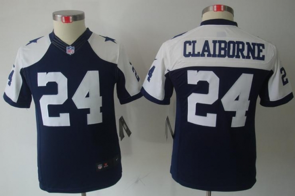 Kids Nike Dallas Cowboys 24 Morris Claiborne Blue Thankgivings Game LIMITED NFL Jerseys Cheap