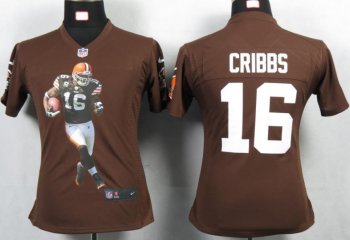 Cheap Women Nike Cleveland Browns 16 Cribbs Brown Portrait Fashion Game Jerseys