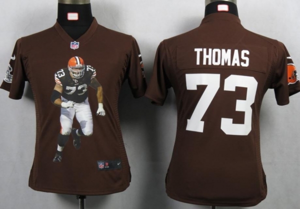 Cheap Women Nike Cleveland Browns 73 Thomas Brown Portrait Fashion Game Jerseys