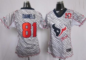 Cheap Women Nike Houston Texans #81 Owen Daniels FEM FAN Zebra Nike NFL Jerseys W 10TH Patch