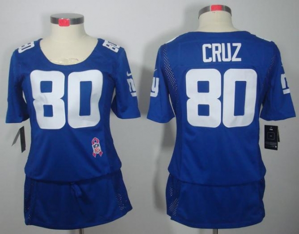 Cheap Women Nike New York Giants 80# Victor Cruz Blue Breast Cancer Awareness NFL Jersey