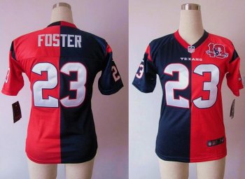 Cheap Women Nike Houston Texans #23 Arian Foster Blue-Red Split NFL Jerseys W 10TH Patch