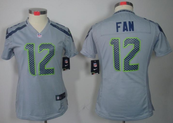 Cheap Women Nike Seattle Seahawks 12# Fan Grey Game LIMITED NFL Jerseys