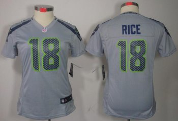 Cheap Women Nike Seattle Seahawks 18# Sidney Rice Grey Game LIMITED NFL Jerseys