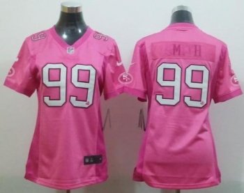 Cheap Women Nike San Francisco 49ers #99 Aldon Smith Pink Love NFL Jerseys-2