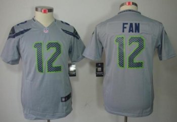 Kids Nike Seattle Seahawks 12# Fan Grey Game LIMITED NFL Jerseys Cheap