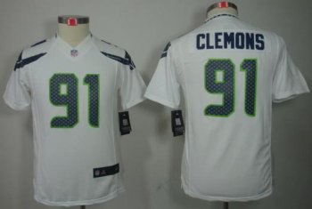 Kids Nike Seattle Seahawks 91 Chris Clemons White Game LIMITED NFL Jerseys Cheap