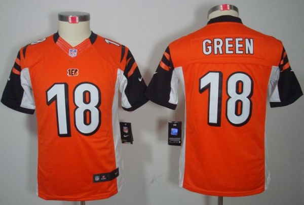 Kids Nike Cincinnati Bengals 18# A.J.Green Orange Game LIMITED NFL Jerseys Cheap