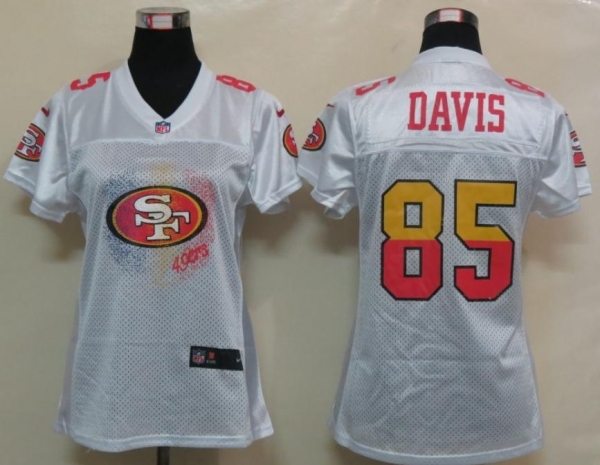 Cheap Women Nike San Francisco 49ers 85 Vernon Davis White Women's FEM FAN Jersey