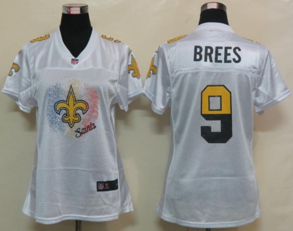 Cheap Women Nike New Orleans Saints 9 Drew Brees White Women's FEM FAN Jersey