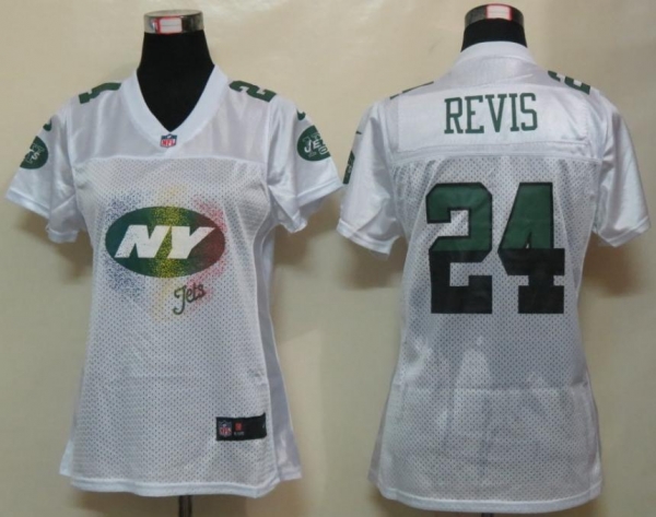 Cheap Women Nike New York Jets 24# Darrelle Revis White Women's FEM FAN Jersey