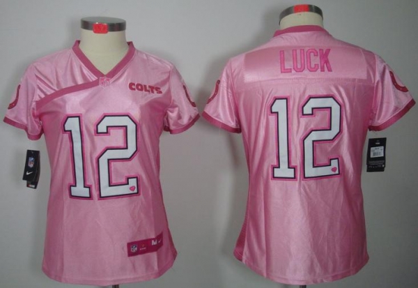 Cheap Women Nike Indianapolis Colts 12# Andrew Luck Pink Love's NFL Jerseys