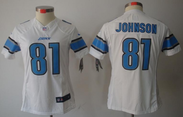 Cheap Women Nike Detroit Lions 81# Calvin Johnson White Game LIMITED NFL Jerseys