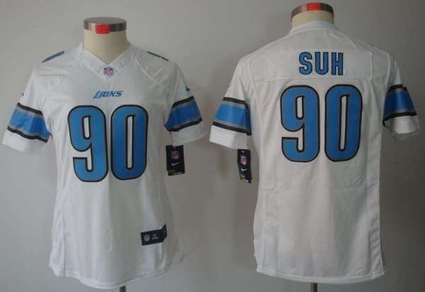 Cheap Women Nike Detroit Lions 90# Ndamukong Suh White Game LIMITED NFL Jerseys