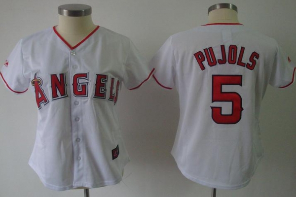 Cheap Women Los Angeles Angels 5 Pujols White MLB Jersey