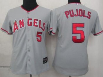 Cheap Women Los Angeles Angels 5 Pujols Grey MLB Jersey