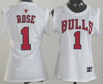 Cheap Women Chicago Bulls 1 Derrick Rose White Swingman Jersey