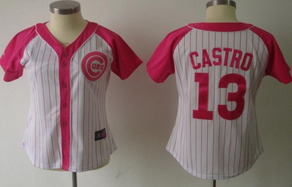 Cheap Women Chicago Cubs 13 Castro 2012 Ladies Splash Fashion White MLB Jerseys