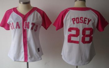 Cheap Women San Francisco Giant 28 Buster Posey 2012 Ladies Splash Fashion White MLB Jerseys