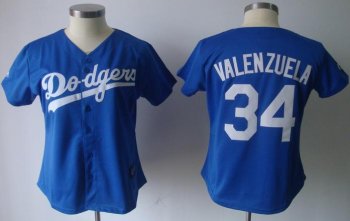 Cheap Women Los Angeles Dodgers 34 Fernando Valenzuela Blue 2011 Women's MLB Jerseys