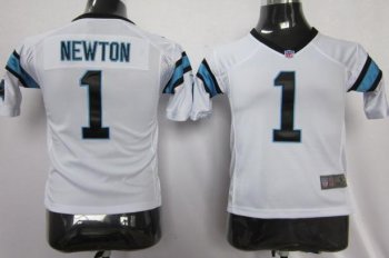 Kids Nike Carolina Panthers #1 Cam Newton White Nike NFL Jerseys Cheap