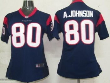 Cheap Women Nike Houston Texans 80 Johnson Blue Nike NFL Jerseys